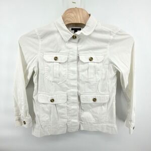 Tommy Hilfiger Utility Jacket Womens Large White Cotton Stretch‎ Safari Military